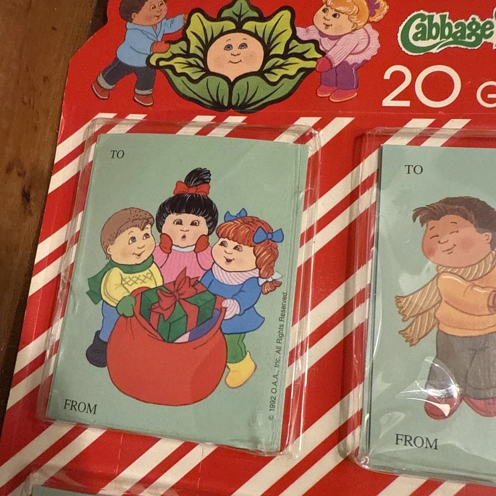 Vintage Cabbage Patch Kids Christmas Gift Tags Lot 2 Sealed 1992 Eureka Holiday